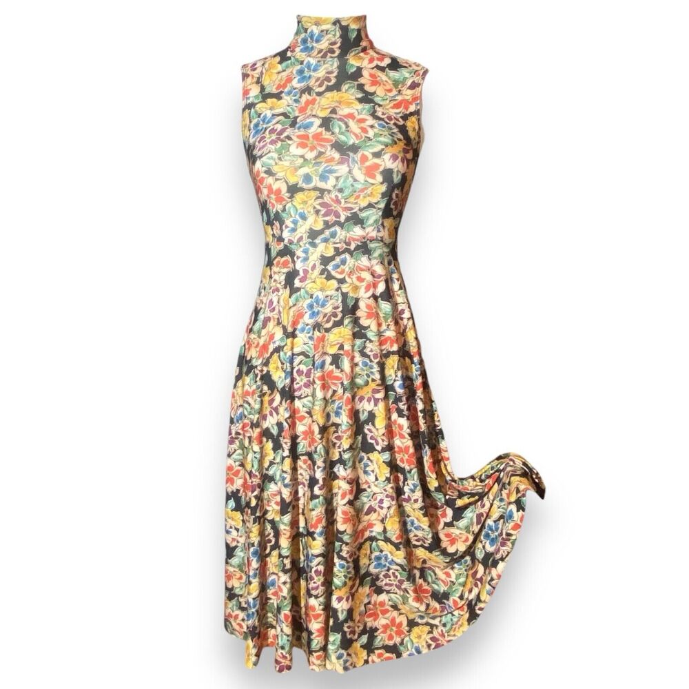 Zara W/B Collection Women's Multicolor Floral A-line Dress Turtleneck Size S